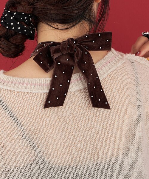 CIAOPANIC（チャオパニック）の「【Me＋Me/ミープラスミー】ベロアリボンミックスチャームネックレス（ネックレス・レディース・シルバー・ONE SIZE）」の5枚目の写真