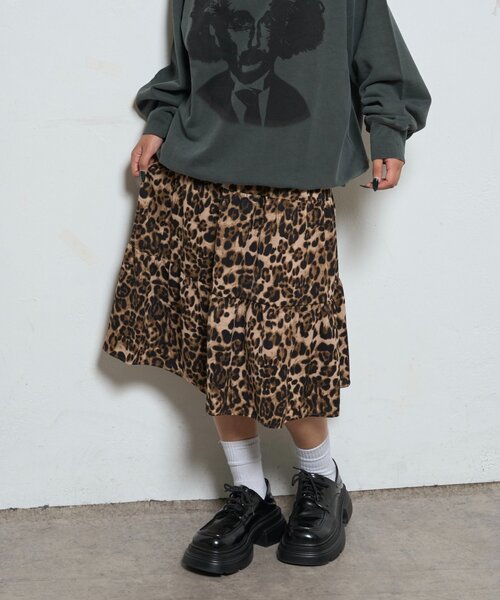 WHO'S WHO gallery（フーズフーギャラリー）の「メッシュミドルスカート（スカート・レディース・カーキ/ブラウン/ホワイト・FREE）」の2枚目の写真