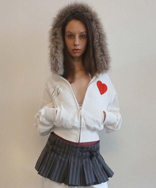 セール】Faux Fur Trimming Hooded Zip-Up（パーカー）｜SCULPTOR