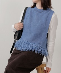 ベスト（ブルー・ネイビー/青色系・フリンジ）ファッション通販