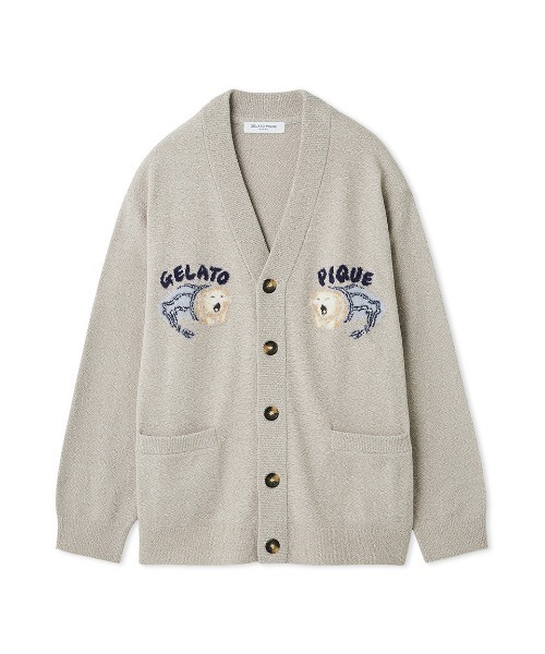 セール】【HOMME】sleeping cat ジャガードカーディガン（ルーム
