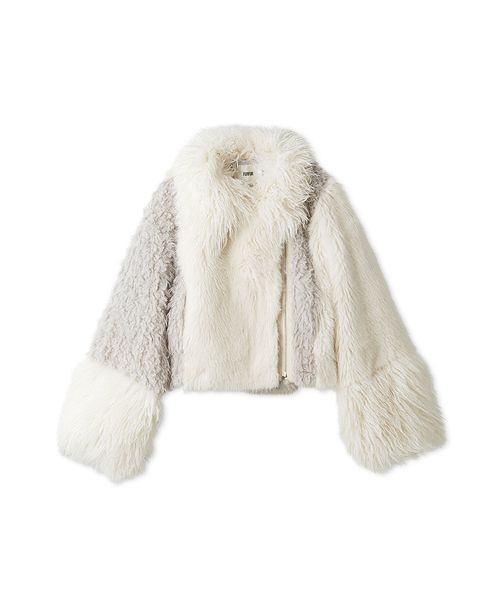 の*の様 【新品】FUR FUR エコファーライダースジャケット PNK フリー ファーファー FURFUR エコファーライダースジャケット （PNK