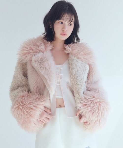 く*み様 【新品】FUR FUR エコファーライダースジャケット OWHT フリ エコファーライダースジャケット（ライダースジャケット