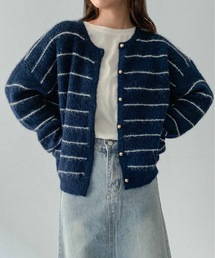 on:nue（オンニュ）の「【on:nue】[お気に入り登録数6,500突破！][着用動画あり！/選べる4色展開] ウール混ボーダーシャギーニットカーディガン（カーディガン/ボレロ）」