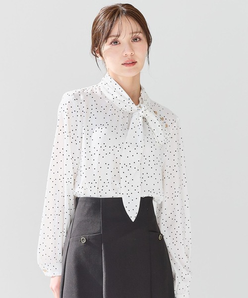 Andemiu（アンデミュウ）の「ボウタイツキブラウス長袖595518（シャツ/ブラウス・レディース・オフホワイト/ネイビー/チェック/ネイビー×ホワイト/ホワイト×ブラック・FREE）」の3枚目の写真