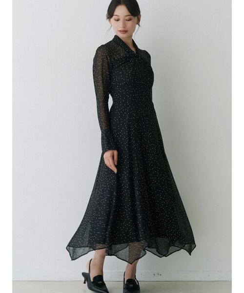 MERCURYDUO(マーキュリーデュオ)の「ツイストネックロングスリーブワンピース(ワンピース・レディース・ブラック/ブラウン/その他1・SMALL/MEDIUM)」の3枚目の写真