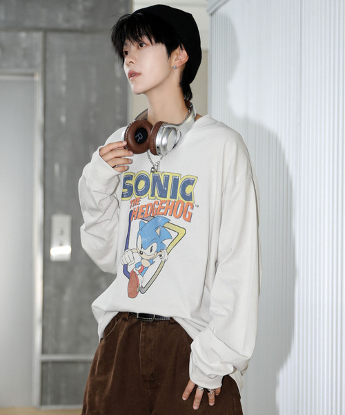 neos(ネオス)の「【neos】ルーズシルエット SONIC ソニック ピグメント風 プリント ロングスリーブ Tシャツ(Tシャツ/カットソー・メンズ・ブラック系1/ホワイト系2/ホワイト系1/ブラック系2・X-LARGE/LARGE/MEDIUM)」の2枚目の写真
