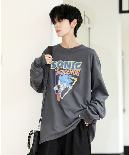 neos(ネオス)の「【neos】ルーズシルエット SONIC ソニック ピグメント風 プリント ロングスリーブ Tシャツ(Tシャツ/カットソー・メンズ・ブラック系1/ホワイト系2/ホワイト系1/ブラック系2・X-LARGE/LARGE/MEDIUM)」の4枚目の写真