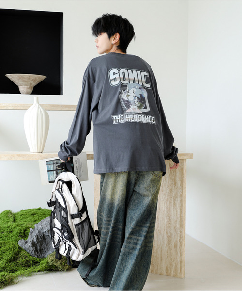 neos(ネオス)の「【neos】ルーズシルエット SONIC ソニック ピグメント風 プリント ロングスリーブ Tシャツ(Tシャツ/カットソー・メンズ・ブラック系1/ホワイト系2/ホワイト系1/ブラック系2・X-LARGE/LARGE/MEDIUM)」の6枚目の写真
