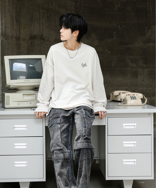neos(ネオス)の「【neos】ルーズシルエット SONIC ソニック ピグメント風 プリント ロングスリーブ Tシャツ(Tシャツ/カットソー・メンズ・ブラック系1/ホワイト系2/ホワイト系1/ブラック系2・X-LARGE/LARGE/MEDIUM)」の9枚目の写真