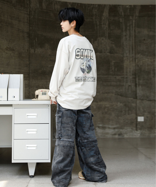 neos(ネオス)の「【neos】ルーズシルエット SONIC ソニック ピグメント風 プリント ロングスリーブ Tシャツ(Tシャツ/カットソー・メンズ・ブラック系1/ホワイト系2/ホワイト系1/ブラック系2・X-LARGE/LARGE/MEDIUM)」の10枚目の写真