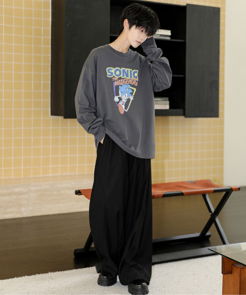 neos(ネオス)の「【neos】ルーズシルエット SONIC ソニック ピグメント風 プリント ロングスリーブ Tシャツ(Tシャツ/カットソー・メンズ・ブラック系1/ホワイト系2/ホワイト系1/ブラック系2・X-LARGE/LARGE/MEDIUM)」の15枚目の写真