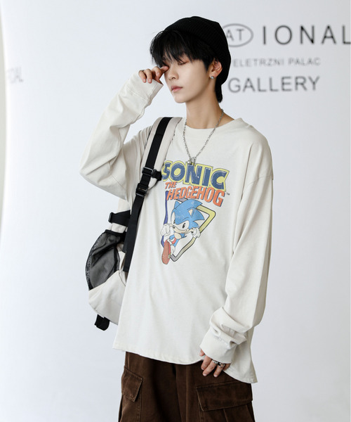 neos(ネオス)の「【neos】ルーズシルエット SONIC ソニック ピグメント風 プリント ロングスリーブ Tシャツ(Tシャツ/カットソー・メンズ・ブラック系1/ホワイト系2/ホワイト系1/ブラック系2・X-LARGE/LARGE/MEDIUM)」の19枚目の写真