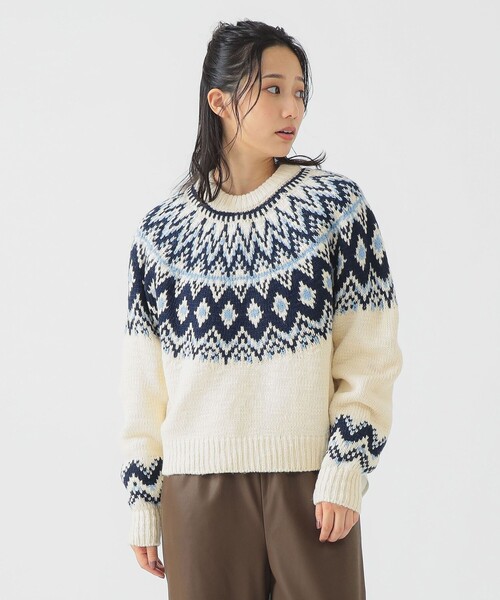 B:MING by BEAMS(ビーミングバイビームス)の「求心 ニット (手洗い可)(ニット/セーター・レディース・ブラウン/ホワイト系その他5・ONE SIZE)」の6枚目の写真