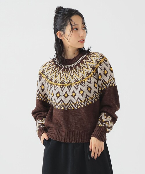 B:MING by BEAMS(ビーミングバイビームス)の「求心 ニット (手洗い可)(ニット/セーター・レディース・ブラウン/ホワイト系その他5・ONE SIZE)」の10枚目の写真