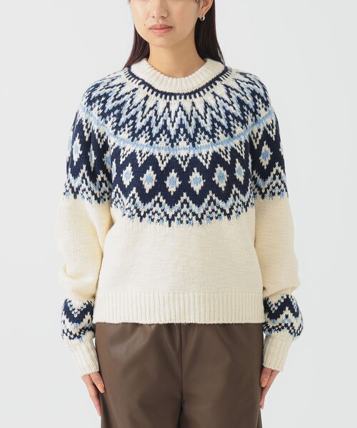 B:MING by BEAMS(ビーミングバイビームス)の「求心 ニット (手洗い可)(ニット/セーター・レディース・ブラウン/ホワイト系その他5・ONE SIZE)」の11枚目の写真