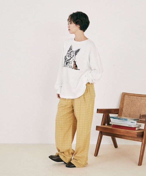 MERLOT（メルロー）の「ドッグプリントロンT（Tシャツ/カットソー・レディース・ホワイト/グレー・FREE）」の17枚目の写真