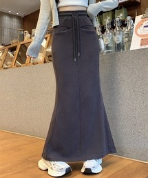 フロントダブルポケット スウェットロングマーメイドスカート