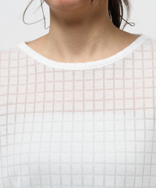 OUTLET（アウトレット）の「【Discoat】格子スカシラウンドP/O（Tシャツ/カットソー・レディース・オフホワイト/グレー・MEDIUM/LARGE）」の6枚目の写真