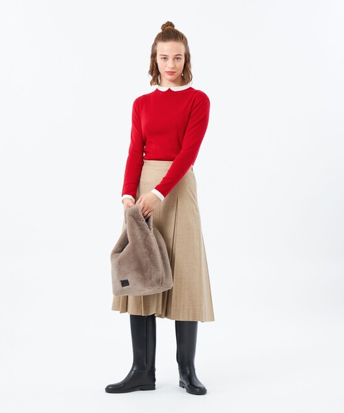 MACKINTOSH PHILOSOPHY（ﾏｯｷﾝﾄｯｼｭ ﾌｨﾛｿﾌｨｰ）の「【2025年秋冬モデル】Cleric Collar Knit ウールブレンド（ニット/セーター・レディース・グレー系その他/レッド系その他2/チャコールグレー・38）」の6枚目の写真