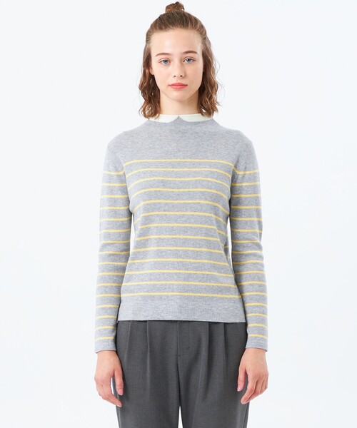 MACKINTOSH PHILOSOPHY（ﾏｯｷﾝﾄｯｼｭ ﾌｨﾛｿﾌｨｰ）の「【2025年秋冬モデル】Cleric Collar Knit ウールブレンド（ニット/セーター・レディース・グレー系その他/レッド系その他2/チャコールグレー・38）」の7枚目の写真