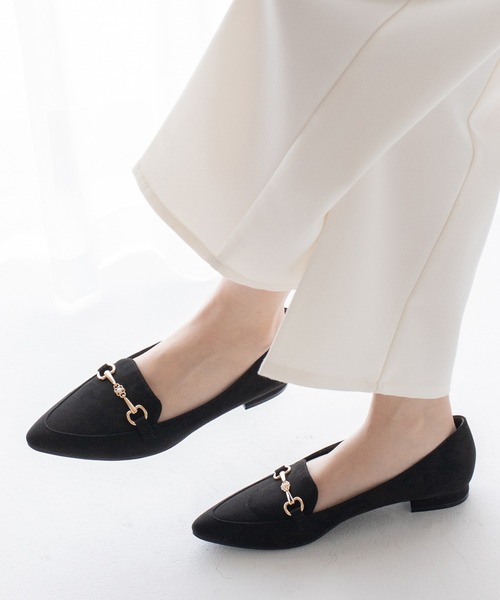 JELLY BEANS（ジェリービーンズ）の「あったか仕様◆フラワービットローファーフラットパンプス (204-57137)JELLY BEANS(ジェリービーンズ)（パンプス・レディース・ブラック/ダークブラウン/ブラック系・24/23.5/23/24.5/22.5）」の3枚目の写真