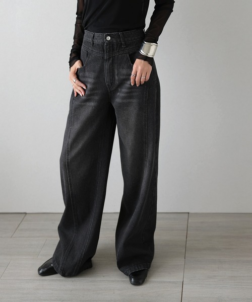 セール】ハイウエストデニムパンツ（デニムパンツ）｜La-gemme