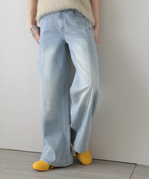 La-gemme(ラジェム)の「ハイウエストデニムパンツ(デニムパンツ・レディース・ライトブルー/ブラック/ブルー・M/L)」の7枚目の写真
