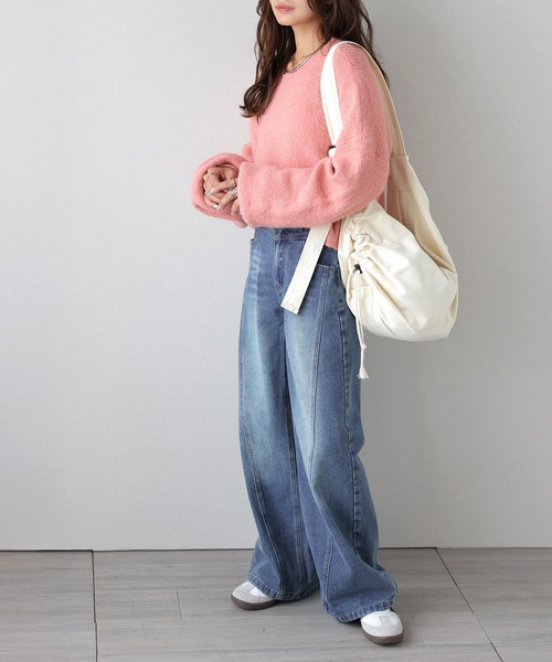 La-gemme(ラジェム)の「ハイウエストデニムパンツ(デニムパンツ・レディース・ライトブルー/ブラック/ブルー・M/L)」の13枚目の写真