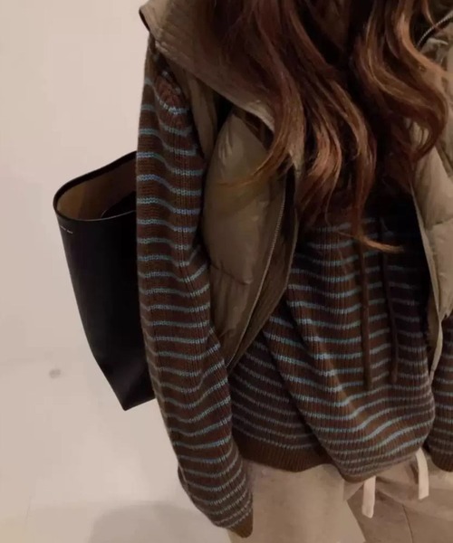 CADBURY（キャドバリー）の「ﾙｰｽﾞｼﾙｴｯﾄﾎﾞｰﾀﾞｰﾘﾌﾞﾆｯﾄ（ニット/セーター・レディース・ブラウン・FREE）」の6枚目の写真