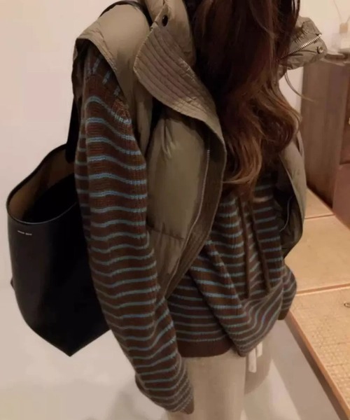 CADBURY（キャドバリー）の「ﾙｰｽﾞｼﾙｴｯﾄﾎﾞｰﾀﾞｰﾘﾌﾞﾆｯﾄ（ニット/セーター・レディース・ブラウン・FREE）」の5枚目の写真