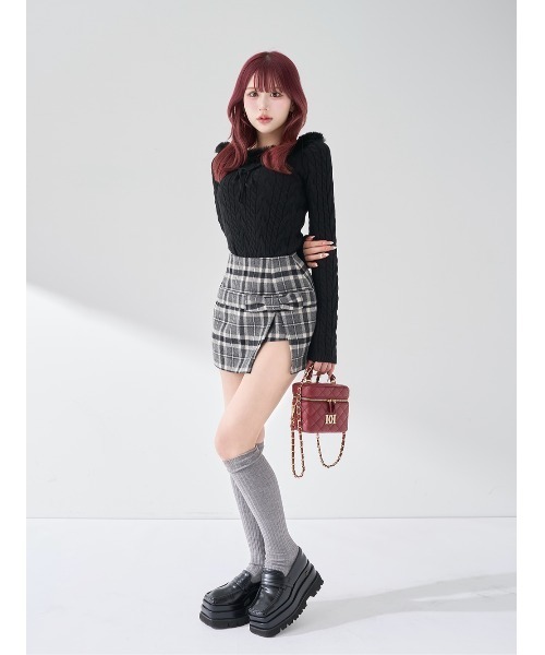 ネックファーケーブルニットトップス（ニット/セーター）｜Darich