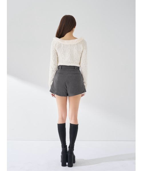 ネックファーケーブルニットトップス（ニット/セーター）｜Darich