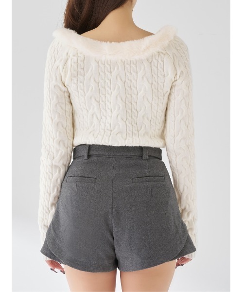 ネックファーケーブルニットトップス（ニット/セーター）｜Darich