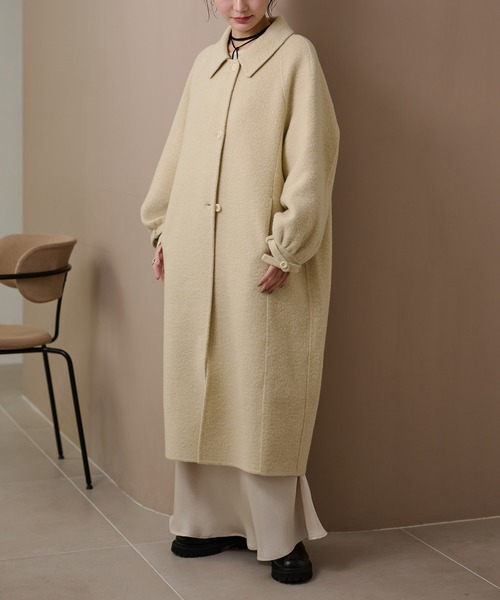 LAULEN(ローレン)の「wool gather sleeve long coat /ウールギャザースリーブロングコート(Tシャツ/カットソー・レディース・グレー/アイボリー・FREE)」の14枚目の写真