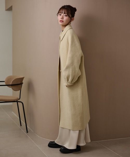 LAULEN(ローレン)の「wool gather sleeve long coat /ウールギャザースリーブロングコート(Tシャツ/カットソー・レディース・グレー/アイボリー・FREE)」の13枚目の写真