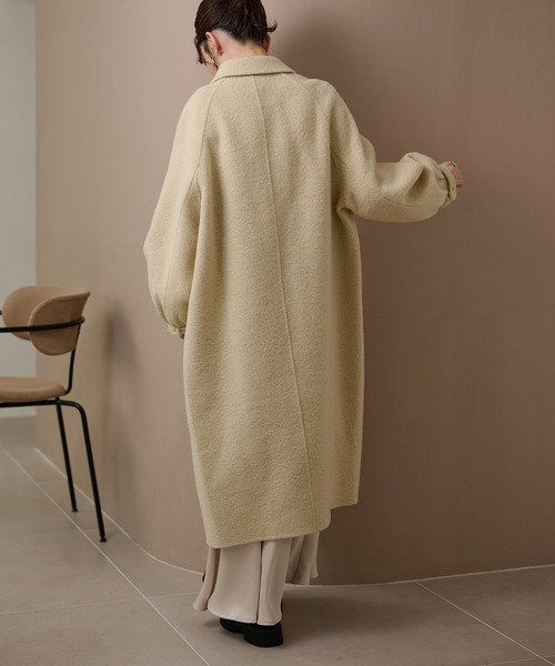 LAULEN(ローレン)の「wool gather sleeve long coat /ウールギャザースリーブロングコート(Tシャツ/カットソー・レディース・グレー/アイボリー・FREE)」の12枚目の写真