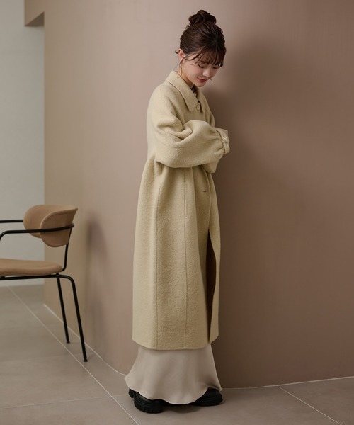 LAULEN(ローレン)の「wool gather sleeve long coat /ウールギャザースリーブロングコート(Tシャツ/カットソー・レディース・グレー/アイボリー・FREE)」の11枚目の写真