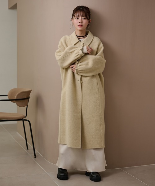 LAULEN(ローレン)の「wool gather sleeve long coat /ウールギャザースリーブロングコート(Tシャツ/カットソー・レディース・グレー/アイボリー・FREE)」の10枚目の写真