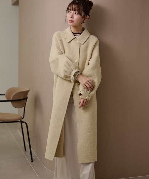 LAULEN(ローレン)の「wool gather sleeve long coat /ウールギャザースリーブロングコート(Tシャツ/カットソー・レディース・グレー/アイボリー・FREE)」の9枚目の写真