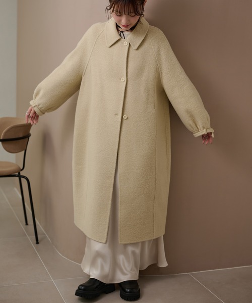 LAULEN(ローレン)の「wool gather sleeve long coat /ウールギャザースリーブロングコート(Tシャツ/カットソー・レディース・グレー/アイボリー・FREE)」の8枚目の写真