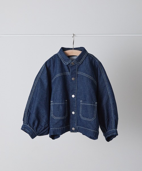 riziere(リジェール)の「配色ステッチドルマンデニムジャケット(デニムジャケット・キッズ・インディゴブルー・100/150/140/130/120/110/90)」の9枚目の写真