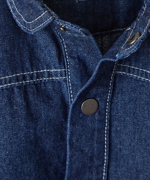 riziere(リジェール)の「配色ステッチドルマンデニムジャケット(デニムジャケット・キッズ・インディゴブルー・100/150/140/130/120/110/90)」の11枚目の写真