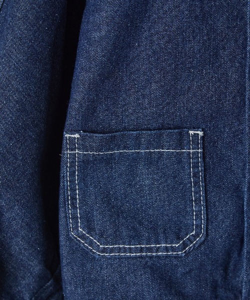 riziere(リジェール)の「配色ステッチドルマンデニムジャケット(デニムジャケット・キッズ・インディゴブルー・100/150/140/130/120/110/90)」の12枚目の写真
