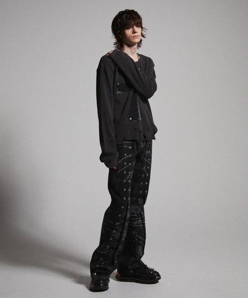 GRANCY（グランシー）の「【GRANCY】Crazy Design Skinny Flare Denim Pants / クレイジーデザインスキニーフレアデニムパンツ（デニムパンツ・メンズ・ブラック・S/M/L）」の15枚目の写真