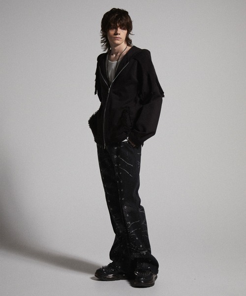 GRANCY（グランシー）の「【GRANCY】Crazy Design Skinny Flare Denim Pants / クレイジーデザインスキニーフレアデニムパンツ（デニムパンツ・メンズ・ブラック・S/M/L）」の18枚目の写真