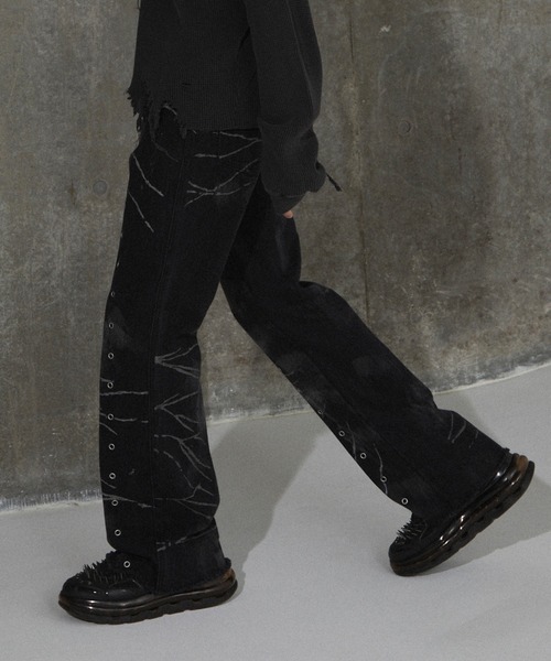 GRANCY デニム　グランシー　ブラック GRANCY ジーンズ 「GRANCY」ZipDesign Buggy DenimPants / ジップ