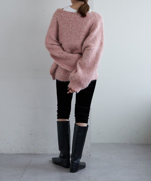 SHENERY（シーナリー）の「シャギーＶネックプルオーバー（ニット/セーター・レディース・ピンク/モカ/オフホワイト/グレー・FREE）」の12枚目の写真