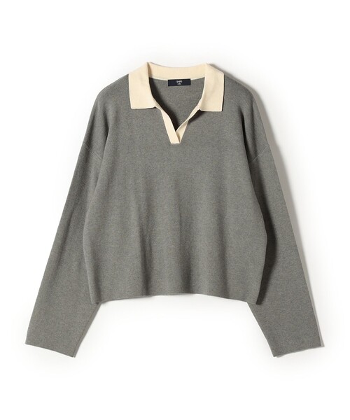 セール】SHIPS Colors:〈手洗い可能〉スキッパー ニット × スカート