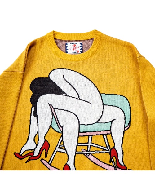 SON OF THE CHEESE(サノバチーズ)の「FUCCI 'LEAVE ME ALONE' KNIT(ニット/セーター・メンズ・マスタード・MEDIUM/LARGE/X-LARGE)」の4枚目の写真